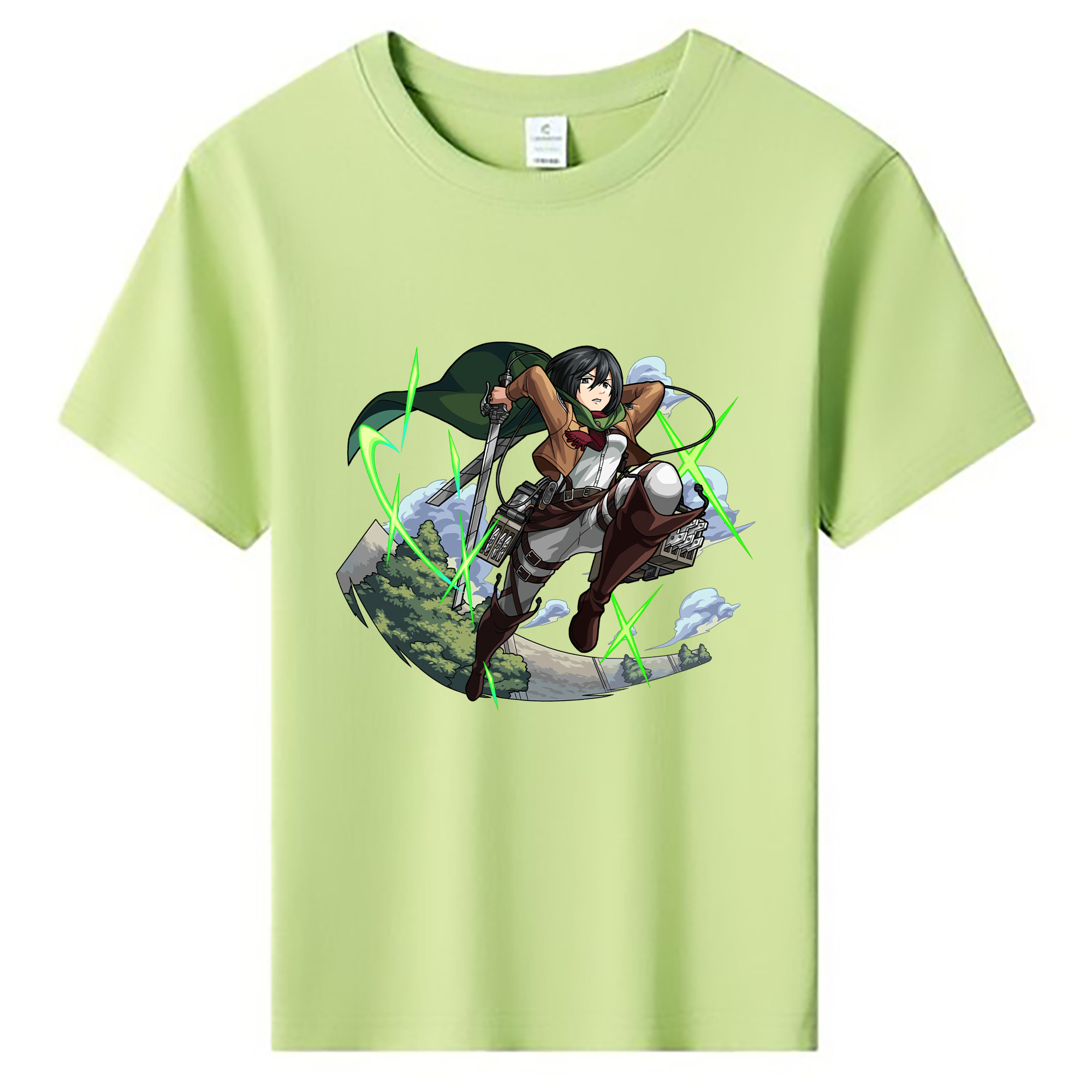 （画像用） 進撃の巨人 ミカサ·アッカーマン Attack on Titan Mikasa Ackerman 綿100％キッズTシャツ（フロントプリント）